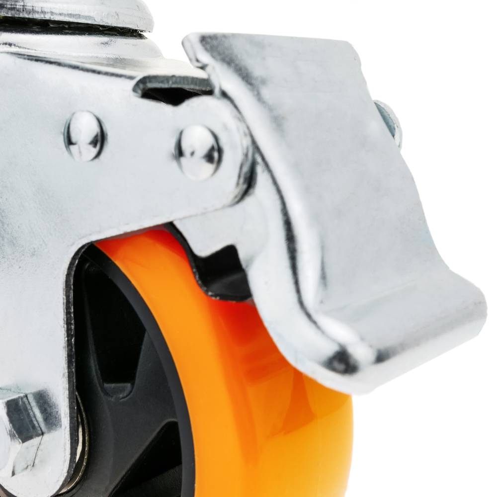 Roda pivotant industrial de poliuretà amb fre 100 mm M12