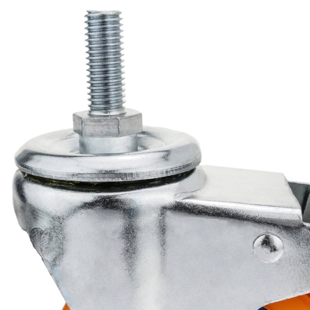 Roda pivotant industrial de poliuretà amb fre 100 mm M12