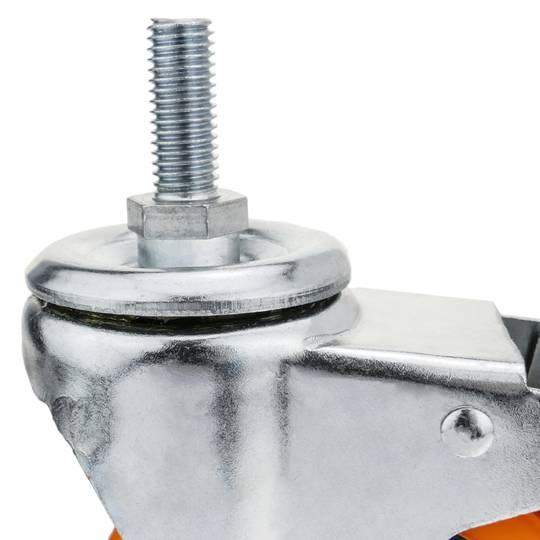 Industrieel polyurethaan zwenkwiel met rem 100 mm M12