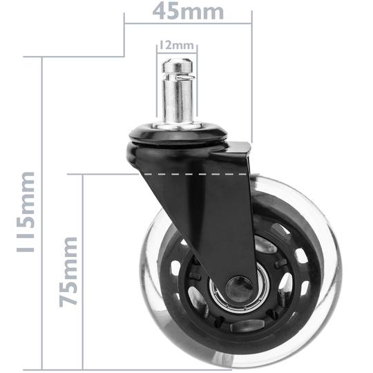 Roda pivotant industrial de poliuretà sense fre 75 mm M11 5-pack