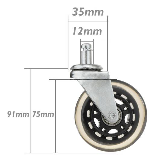 Roda pivotante industrial rodízio de PVC sem freio 75 mm M11 para cadeira 5-pack