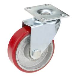 Industrial pivot wheel of polyurethane and metal without brake 100 mm