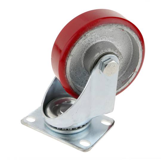 Rueda pivotante industrial de poliuretano y metal sin freno 100 mm