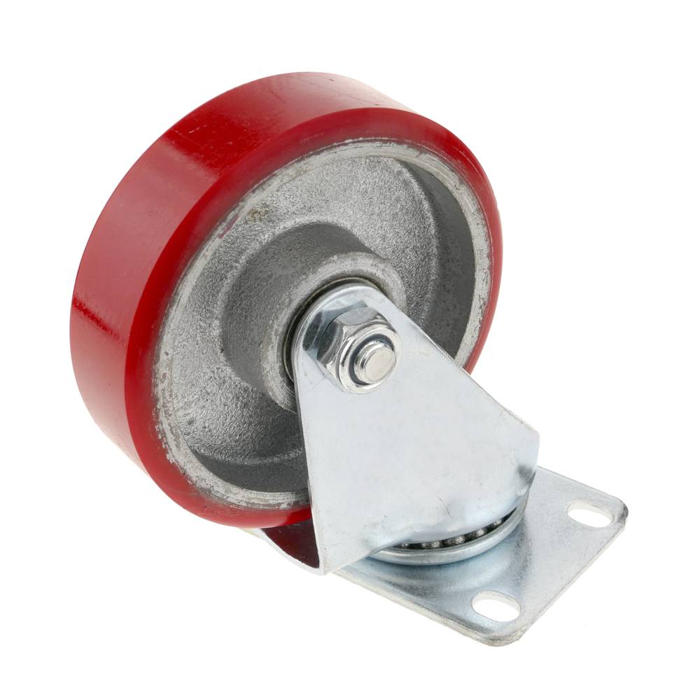 Rueda pivotante industrial de poliuretano y metal sin freno 100 mm