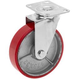 Rueda pivotante industrial de poliuretano y metal sin freno 125 mm