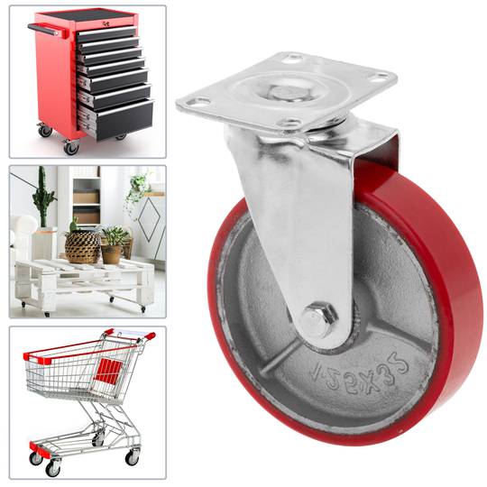Roda pivotant industrial de poliuretà i metall sense fre 125 mm