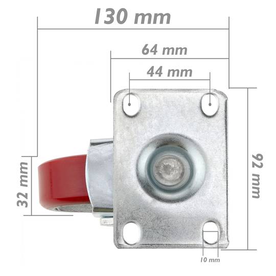 Roda pivotant industrial de poliuretà i metall sense fre 125 mm