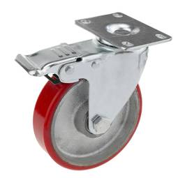 Roda pivotant industrial de poliuretà i metall amb fre 125 mm