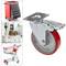 Industrial pivot wheel of polyurethane and metal with brake 125 mm
