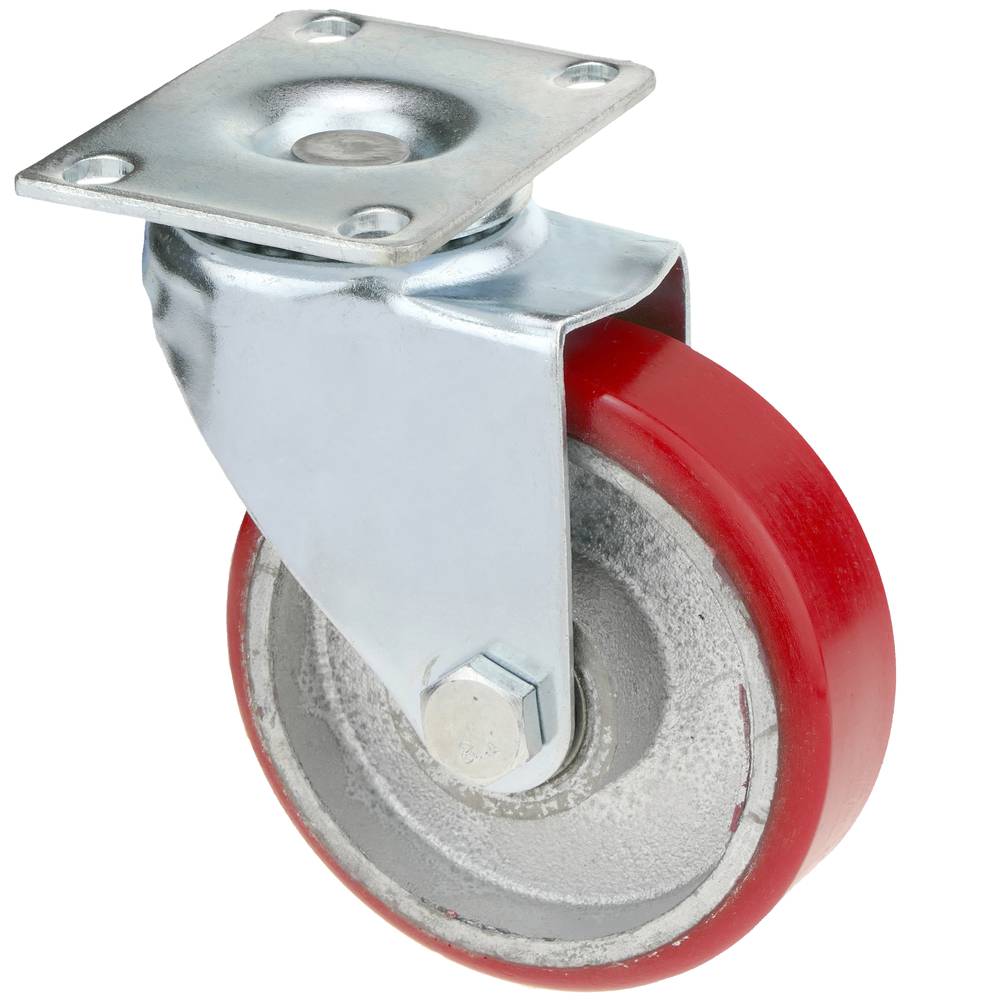 Ruote industriale in poliuretano e metallo senza freno 100 mm 2 unità