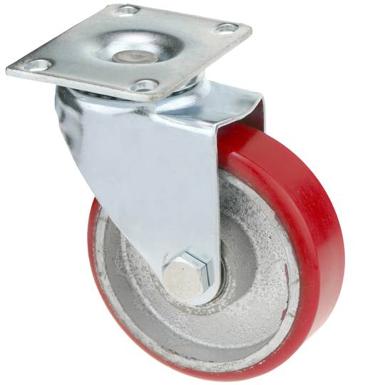 Ruote industriale in poliuretano e metallo senza freno 100 mm 2 unità