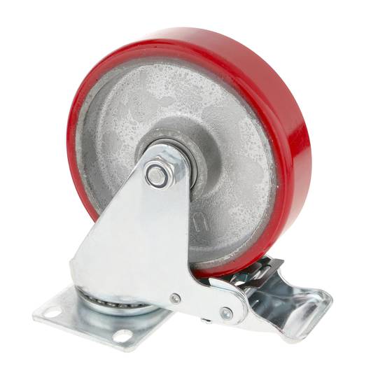 Ruedas pivotantes industriales de poliuretano y metal con freno 125 mm 2 unidades