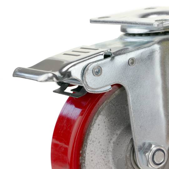 Ruedas pivotantes industriales de poliuretano y metal con freno 125 mm 2 unidades