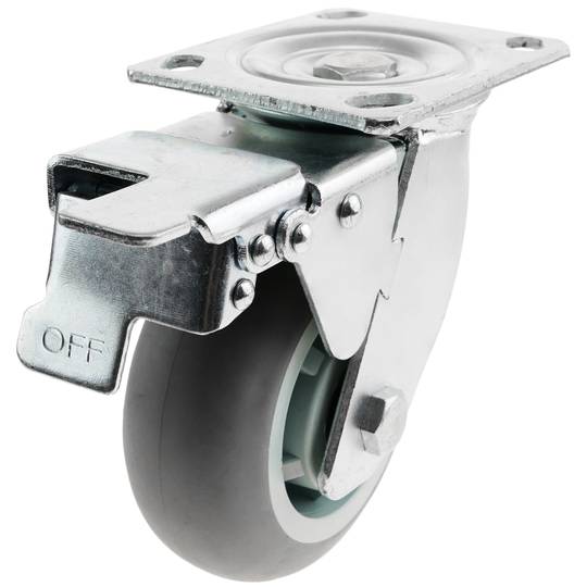 Roda pivotante industrial rodízio de poliuretano com freio 125 mm