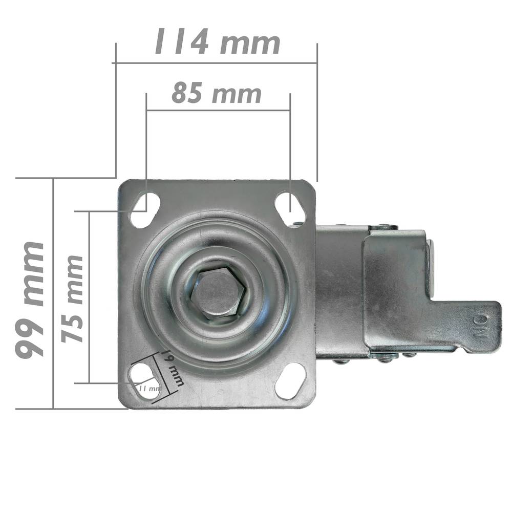 Roda pivotante industrial rodízio de poliuretano com freio 125 mm