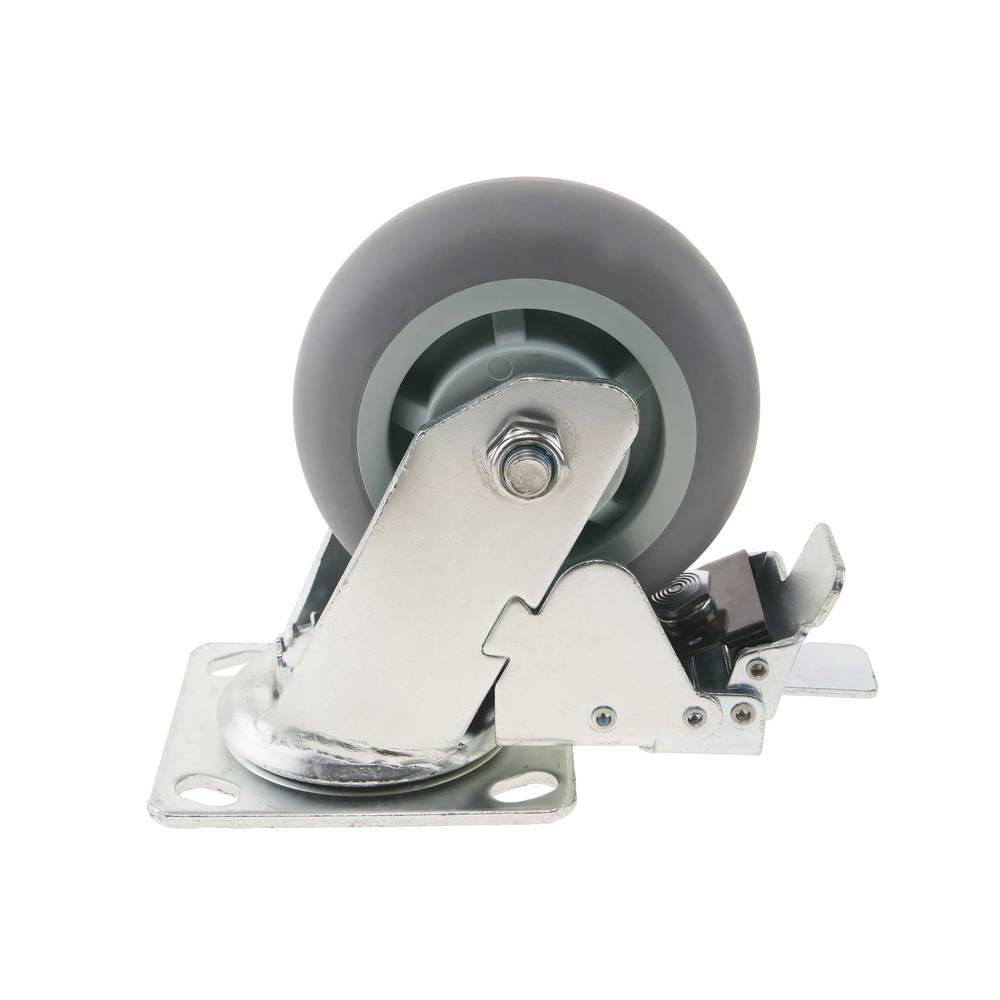 Roda pivotante industrial rodízio de poliuretano com freio 125 mm