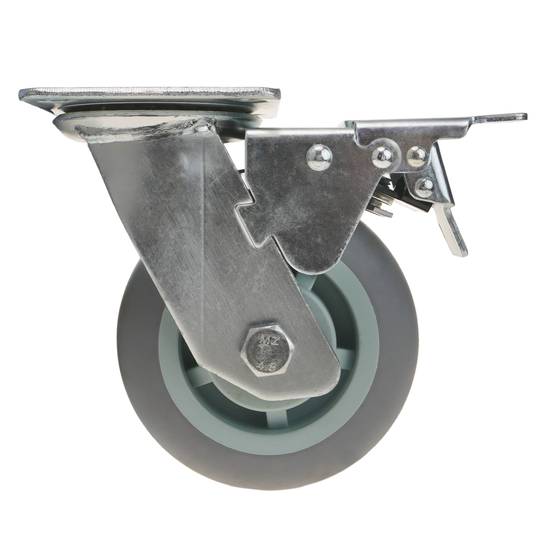 Roda pivotante industrial rodízio de poliuretano com freio 125 mm