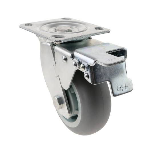 Roda pivotante industrial rodízio de poliuretano com freio 125 mm