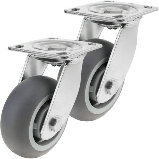 Roulettes industrielles en polyuréthane sans frein 125 mm 2 éléments
