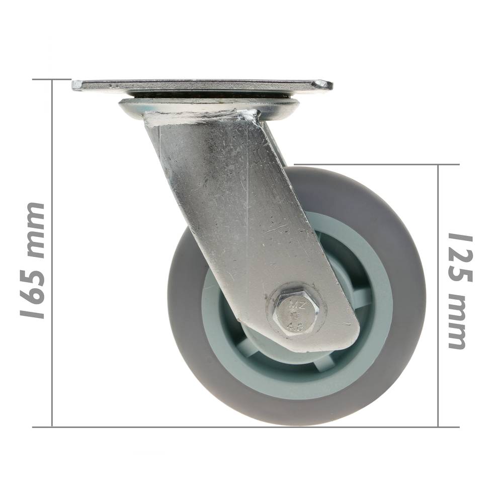 Roulettes industrielles en polyuréthane sans frein 125 mm 2 éléments