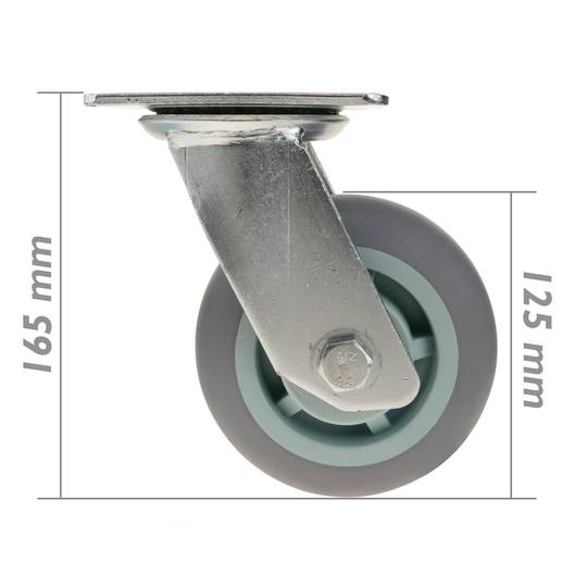 Roulettes industrielles en polyuréthane sans frein 125 mm 2 éléments