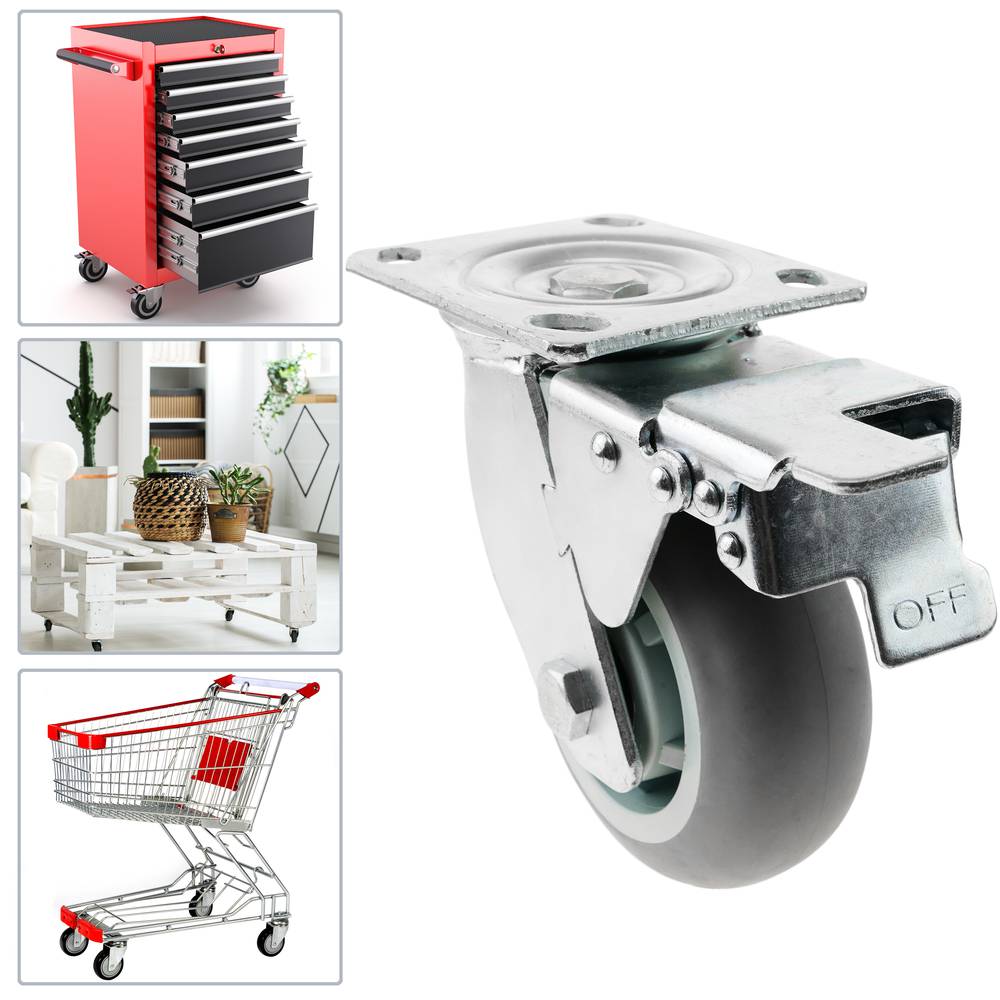 Rotelle industriali poliuretano con freno 125 mm 2 pezzi