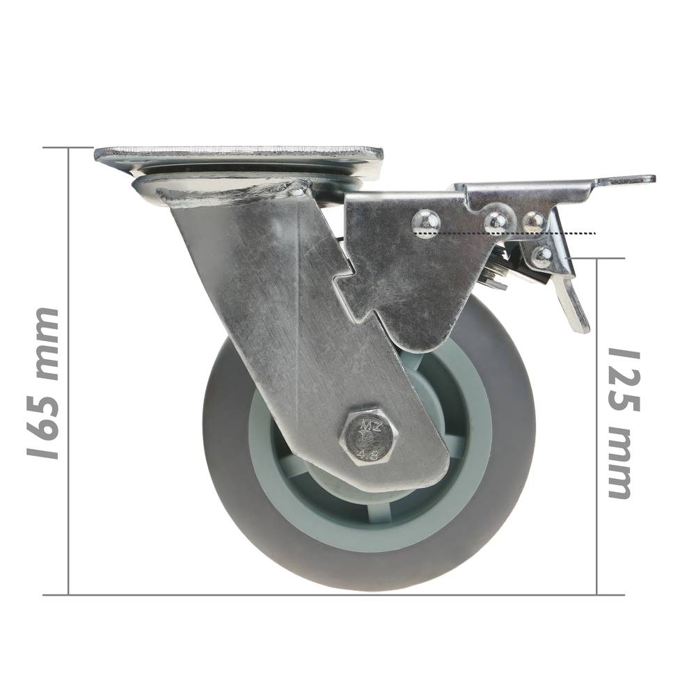 Rotelle industriali poliuretano con freno 125 mm 2 pezzi