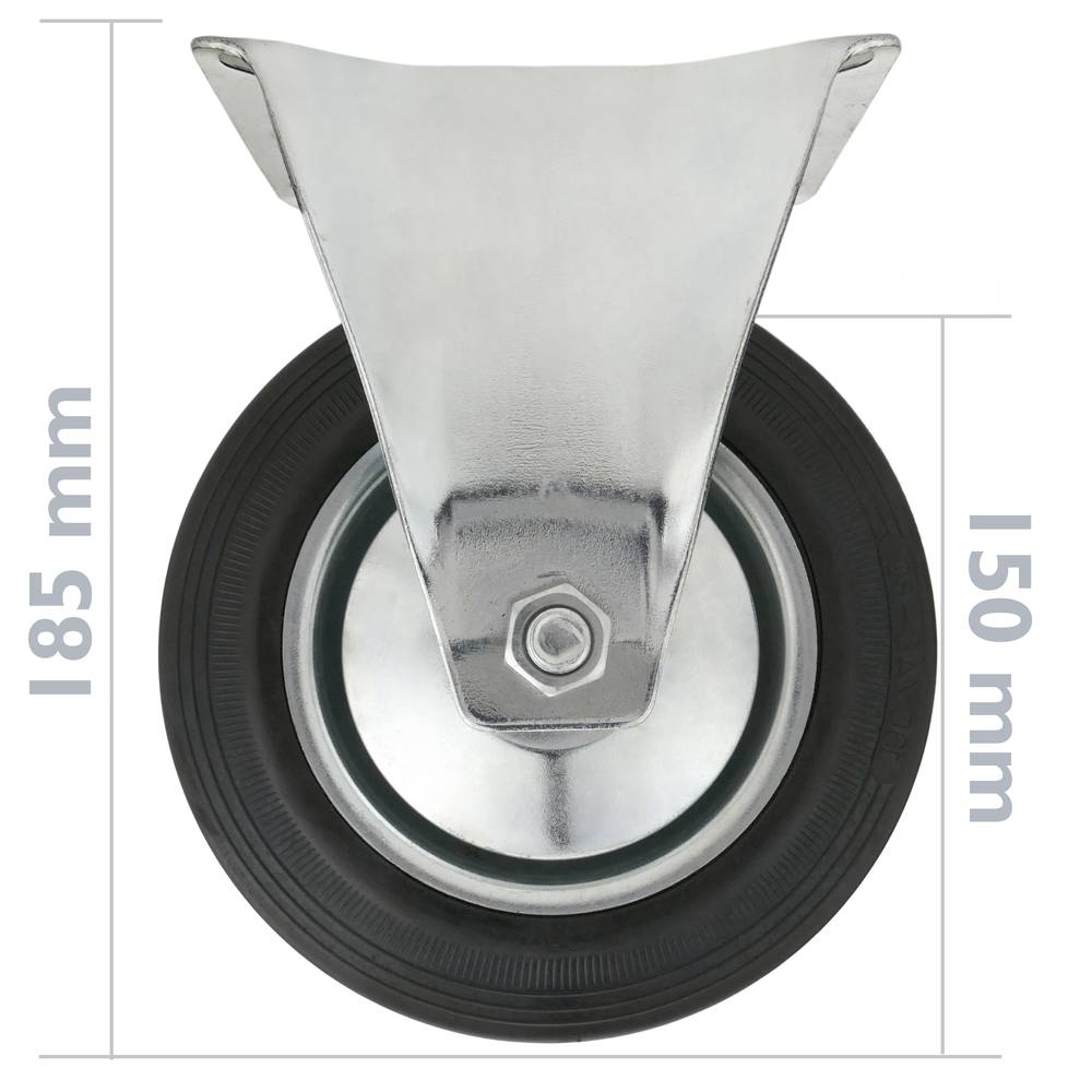 Roda industrial fixa de goma sense fre 160 mm