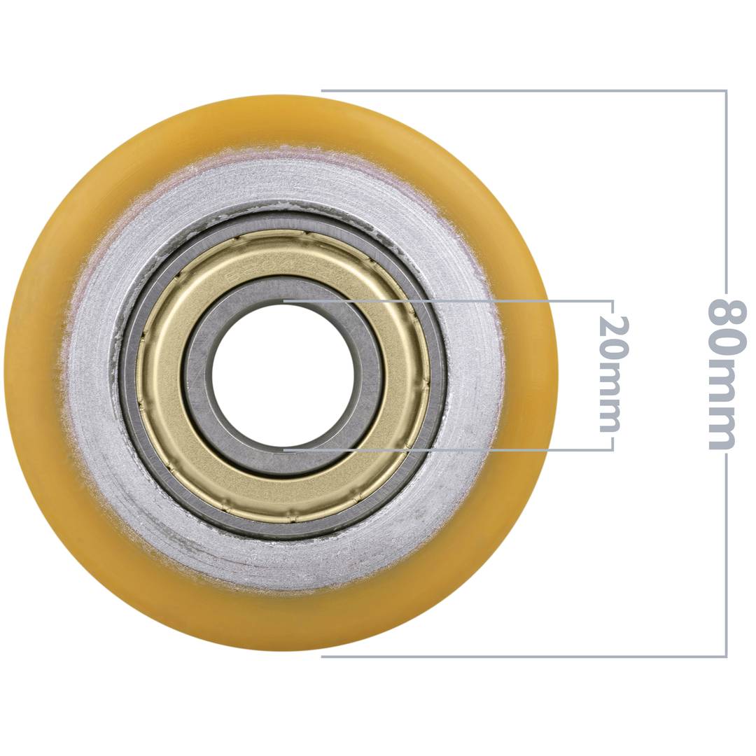 Ruota per transpallet rullo in poliuretano 80x70 mm confezione da 1200 Kg-2  - Cablematic