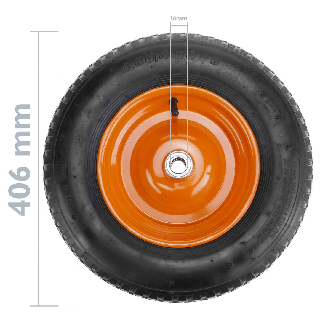 Wheelbarrow Wheel 210 Lbs 16x4 406x102 Mm Replacement Tyre For Transport Platform Cablematic