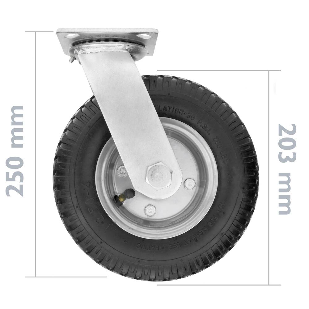Roda pneumática giratória de carrinho de mão 90 Kg 8x2.5