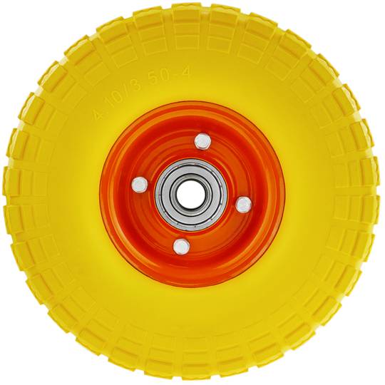 Rueda maciza de carretilla anti-pinchazos amarilla 120 Kg 10x3.5