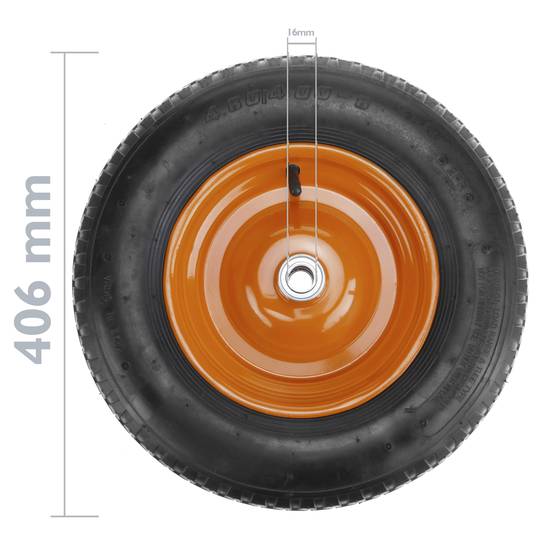 Roda pneumática de carrinho de mão 2-pack 95 Kg 16x4