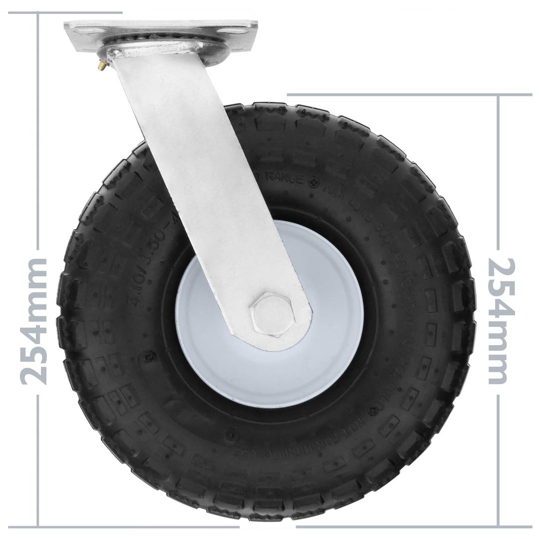 Rueda de goma gris con placa giratoria y freno, Diámetros desde 50 mm  hasta 75 mm, Para pesos desde 36 kg hasta 45 kg