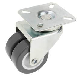 Roulettes pivotantes double. Roue industrielle en PU et PVC gris sans frein 50 mm