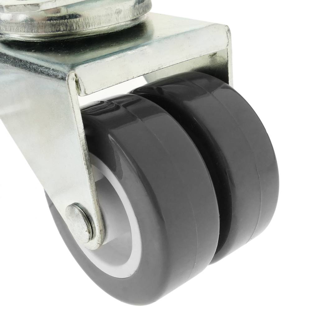 Roulettes pivotantes double. Roue industrielle en PU et PVC gris sans frein 50 mm 4 pack