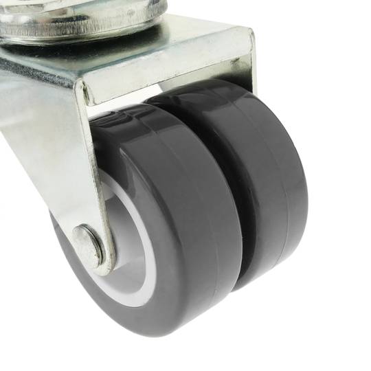 Roulettes pivotantes double. Roue industrielle en PU et PVC gris sans frein 50 mm 4 pack