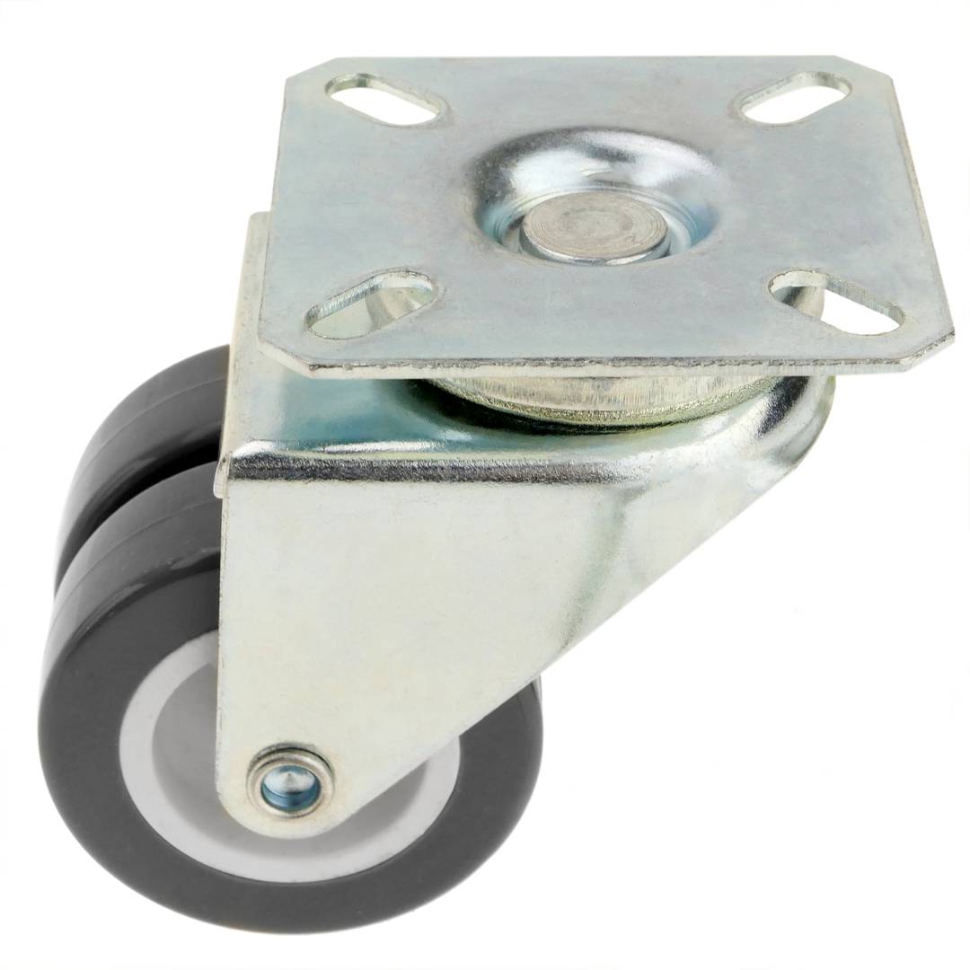Roulettes pivotantes double. Roue industrielle en PU et PVC gris sans frein 50 mm 4 pack