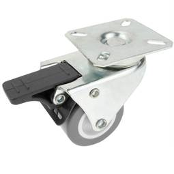 Roda doble pivotant industrial de PU i PVC gris amb fre 50 mm
