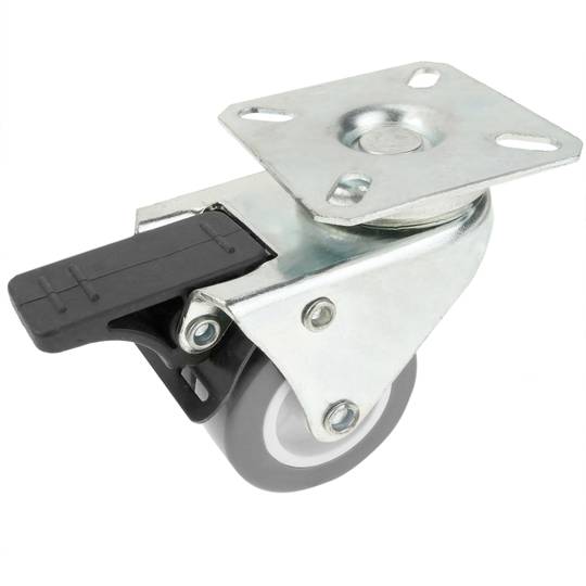 Rotelle doppio pivotanti ruote industriale di PU e PVC grigio con freno 50 mm