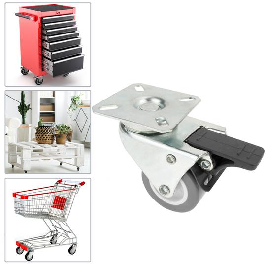 Rotelle doppio pivotanti ruote industriale di PU e PVC grigio con freno 50 mm