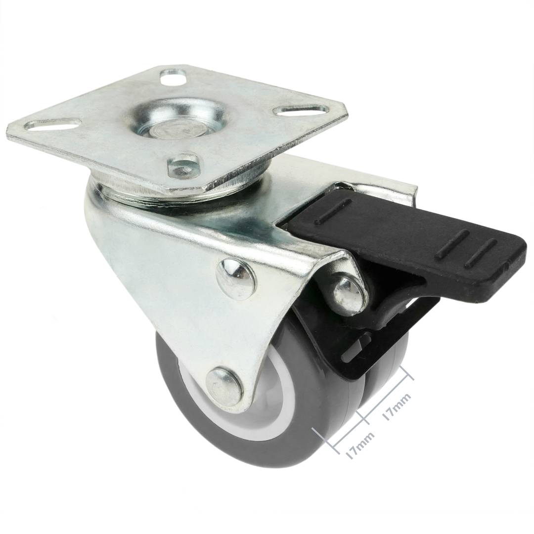 Rotelle doppio pivotanti ruote industriale di PU e PVC grigio con freno 50 mm