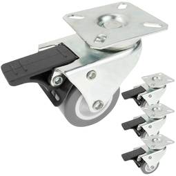 Roda doble pivotant industrial de PU i PVC gris amb fre 50 mm 4 pack