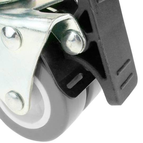 Przemysłowe podwójne koło skrętne z szarego PU i PCV z hamulcem 50 mm 4-pak