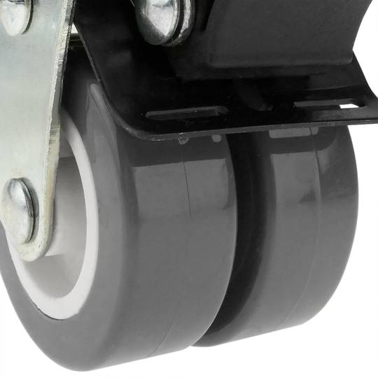 Przemysłowe podwójne koło skrętne z szarego PU i PCV z hamulcem 50 mm 4-pak
