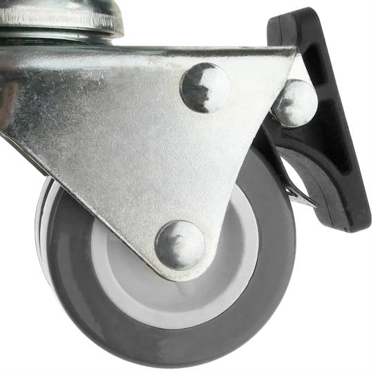 Przemysłowe podwójne koło skrętne z szarego PU i PCV z hamulcem 50 mm 4-pak