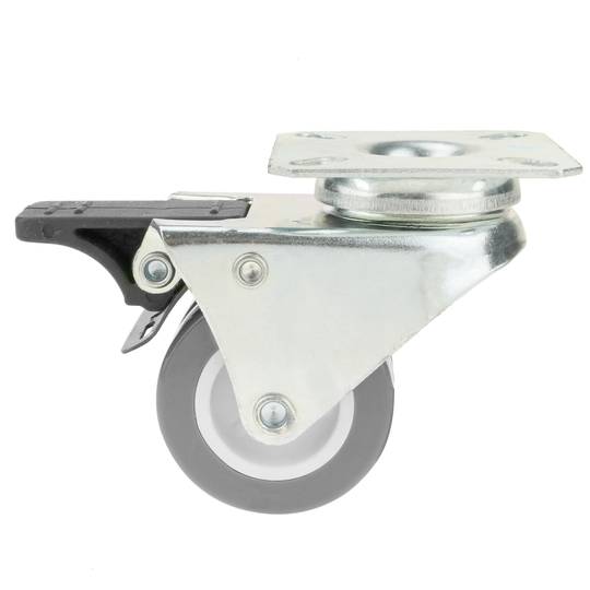 Przemysłowe podwójne koło skrętne z szarego PU i PCV z hamulcem 50 mm 4-pak