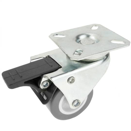 Przemysłowe podwójne koło skrętne z szarego PU i PCV z hamulcem 50 mm 4-pak