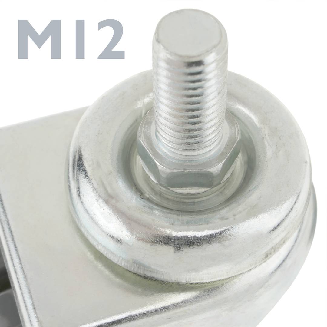 Roda dupla pivotante industrial rodízio de PU e PVC cinzento sem freio 50 mm M12