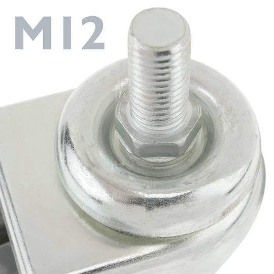 Roda dupla pivotante industrial rodízio de PU e PVC cinzento sem freio 50 mm M12